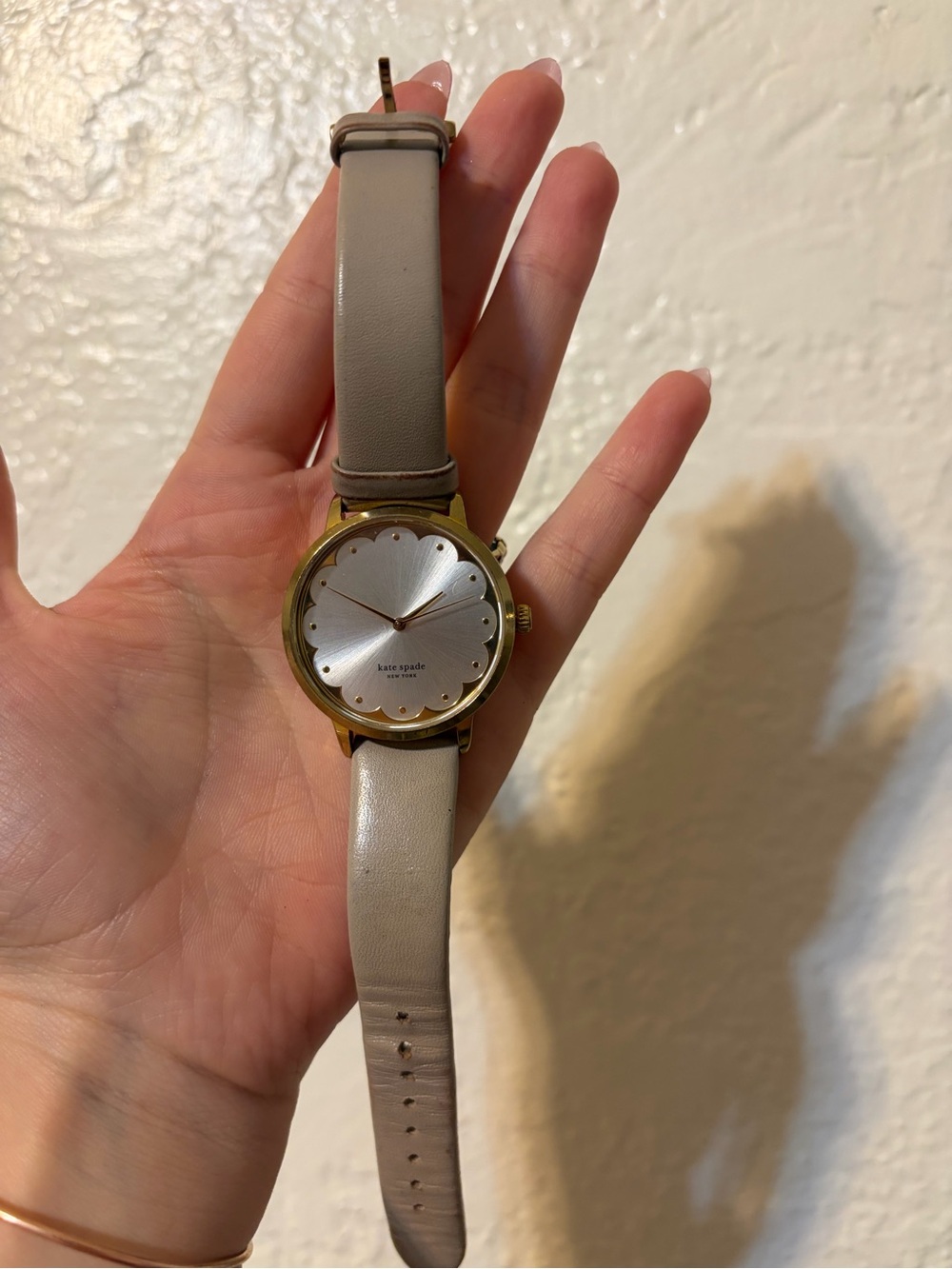 Kate Spade Women's Gray Leather Strap Watch - Gold Case